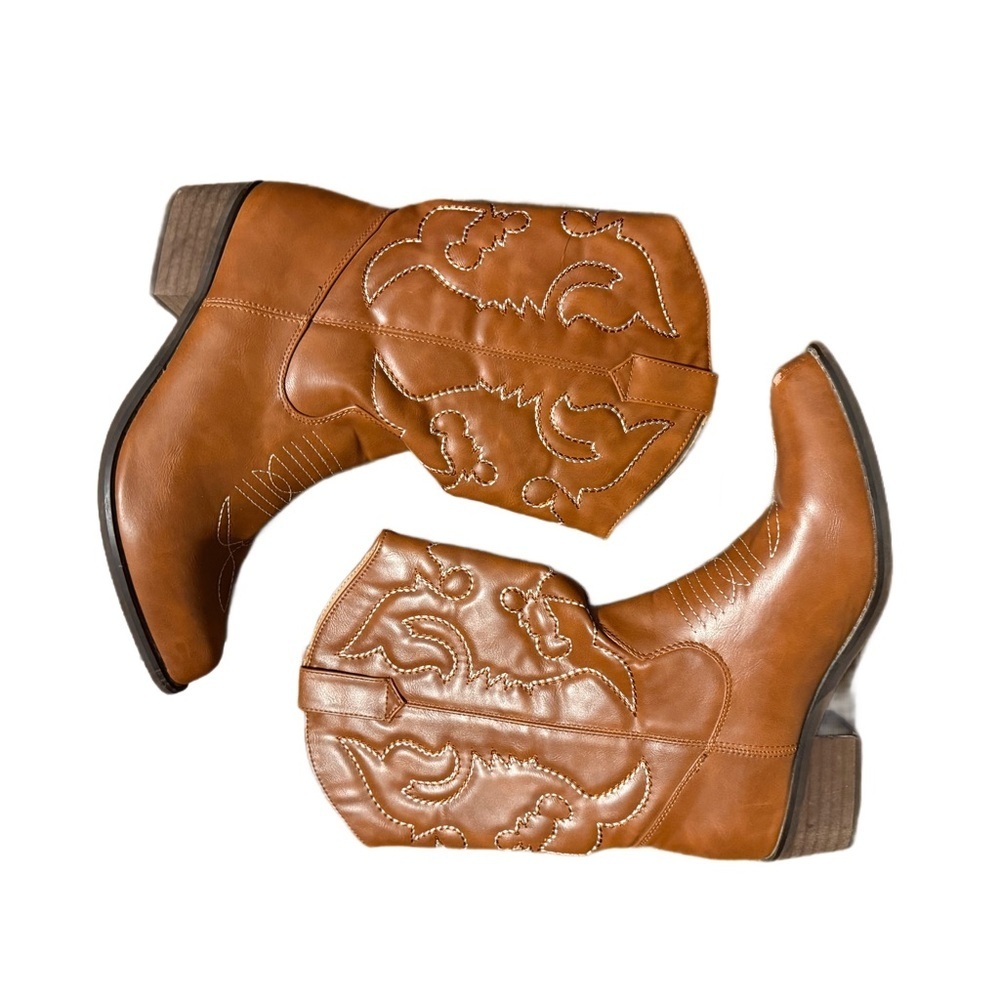 SheSole Cowboy Cowgirl Boots Western Wide Calf Size 9.5 Pointer Toe Tan